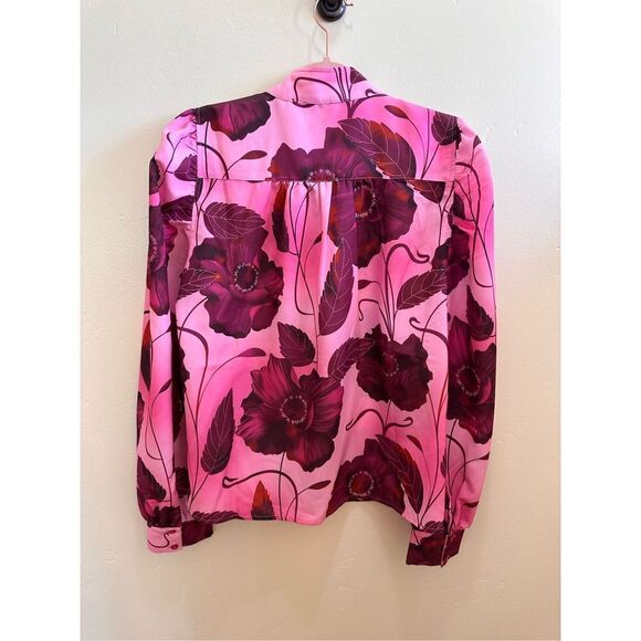 Rachel Roy Rose Print Puff Sleeve Blouse Size Small New - Picture 5 of 6